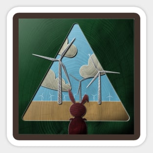 Wind turbines in wood Sticker